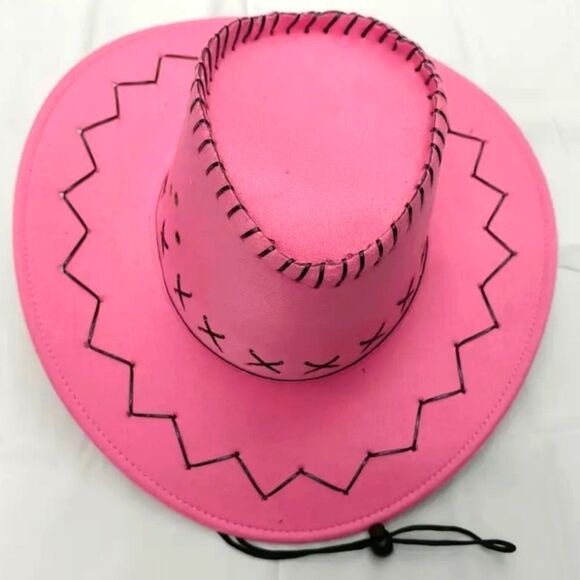 Ladies Pink Cowboy Hat with Black Stitching main image 5